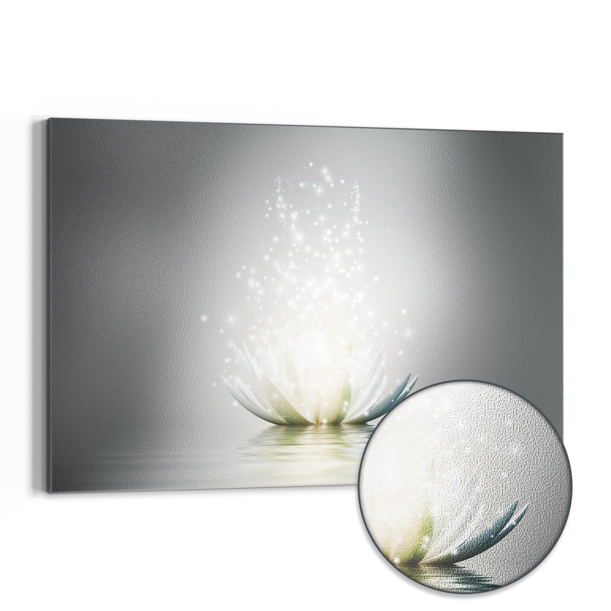 DEQORI Metalowa tablica magnetyczna | wymiary 90 x 60 cm | motyw "Błyszczący kwiat lotosu" | tablica suchościeralna na wszystkie magnesy | tablica magnetyczna do kuchni i biura | designerska tablica