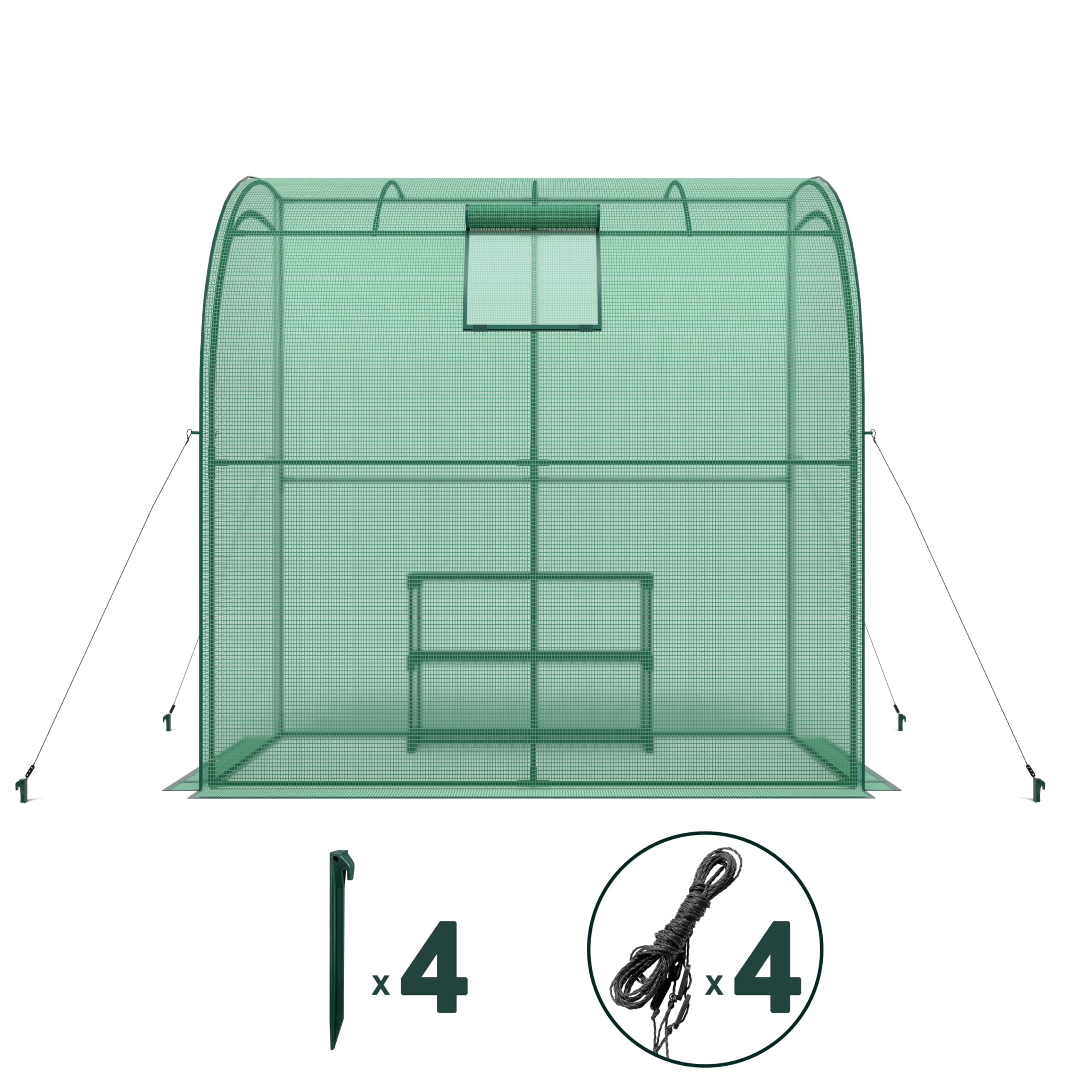 KANWOD Serra a Parete da Giardino con Scaffale, Finestra e 2 Porte Avvolgibili, Invernale, Robusta, Stabile e Facile da Montare, Serra orto per Protezione Piante, Verdure, Fiori 200x100x210 cm, Verde