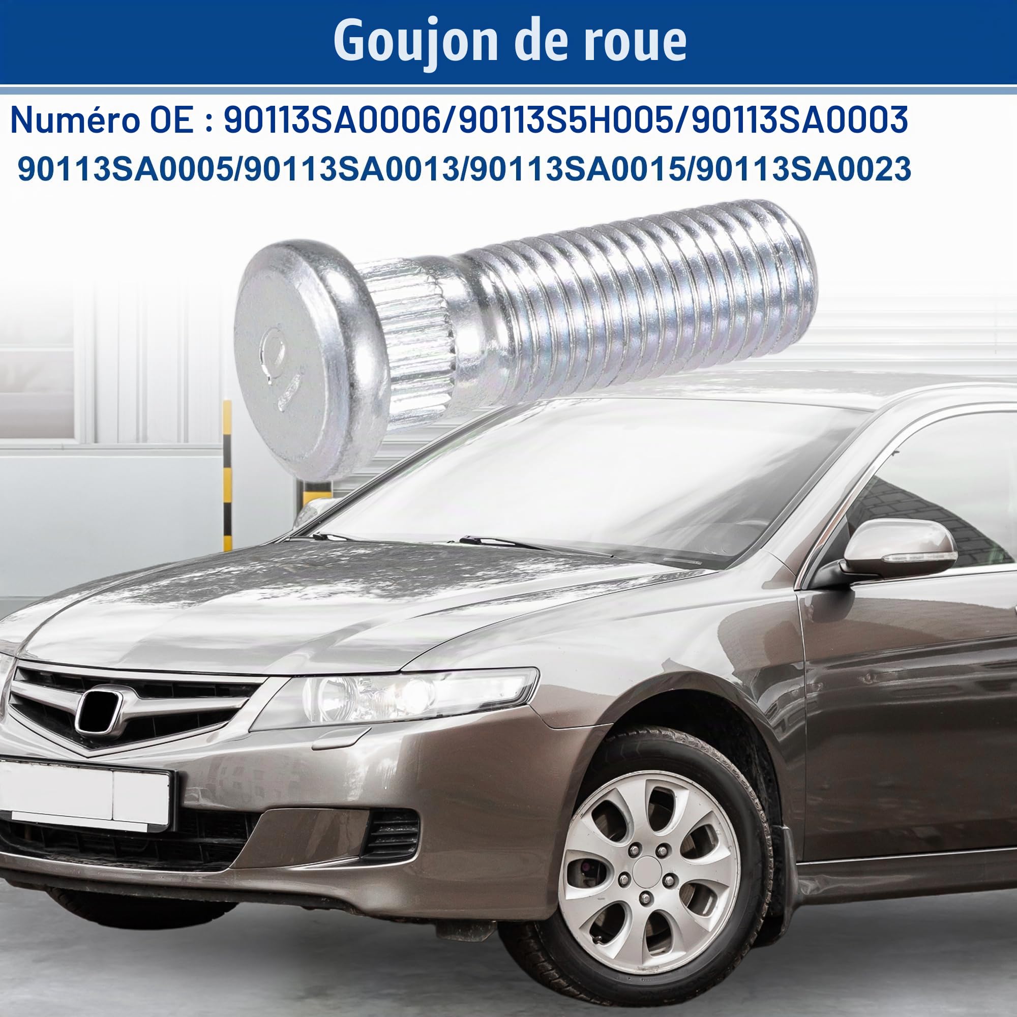 A ABSOPRO Boulon D'Écrou De Roue M12X1.5 Adapté Pour Honda Accord No.9094202067-10 Pièces | Acier Chromé, Tons Argentés, OE 9094202067, Compatible Pour Acura ILX/Integra/RSX/TL/TLX/TSX/Vigor, Pour Honda Civic/CR-V/CRX