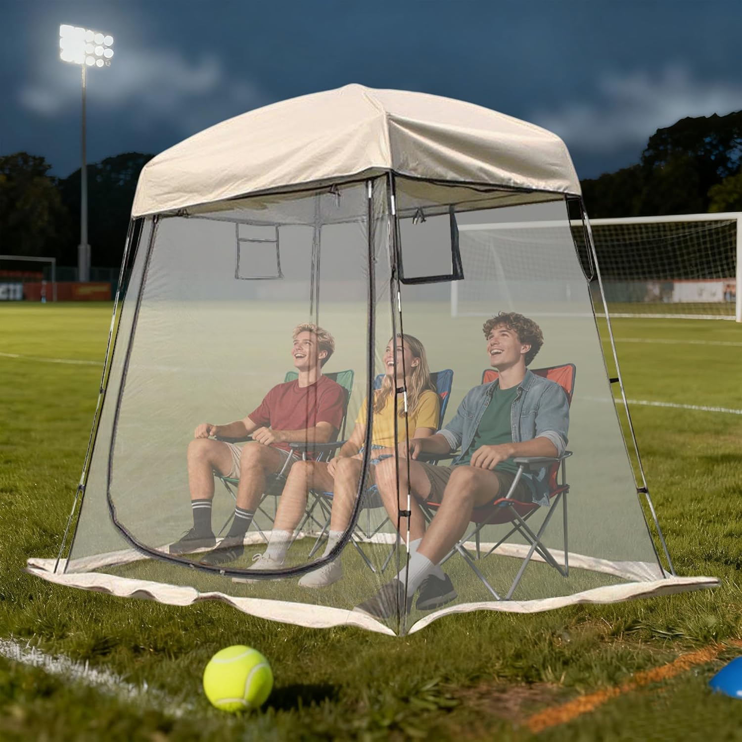 2-3 Person Clear Sport Tent with Extra Rain Cover - Windproof Winter Tent for Ice Fishing, Backyard & Outdoor Sports