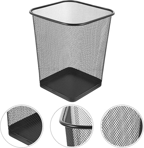 Miniatura 6 de Botes de basura de metal grandes de metal, cubo de basura cuadrado de estilo moderno, contenedor de almacenamiento redondo para baño, dormitorio,