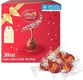 Lindt LINDOR Milk Chocolate Truffles 90 Count Gift Box, Chocolate Candy with Smooth, Melting Truffle Center, 38 oz. Box