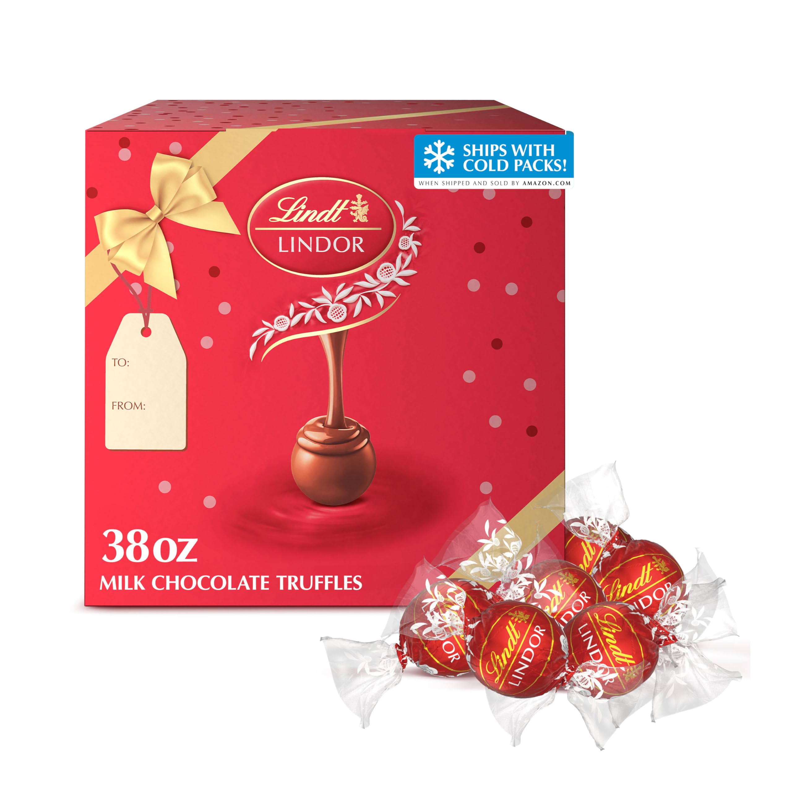 Lindt リンドール クリスマスギフトセット 90個　QVC Amazon.com: Lindt LINDOR Milk Chocolate Truffles 90 Count Gift Box
