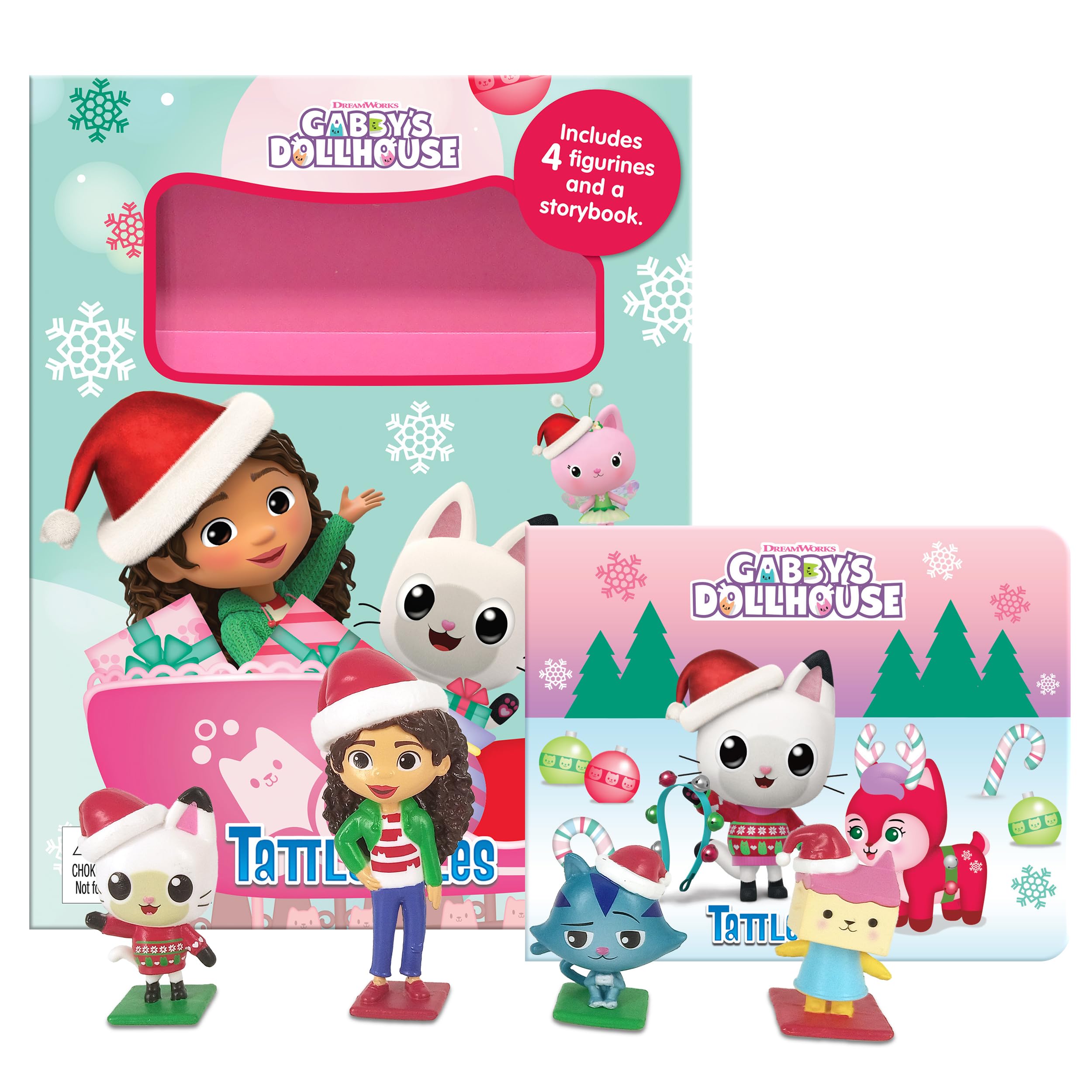Gabby's Dollhouse Christmas Tattle Tales - Activity Books for kids, 12-page storybook, 4 figurines