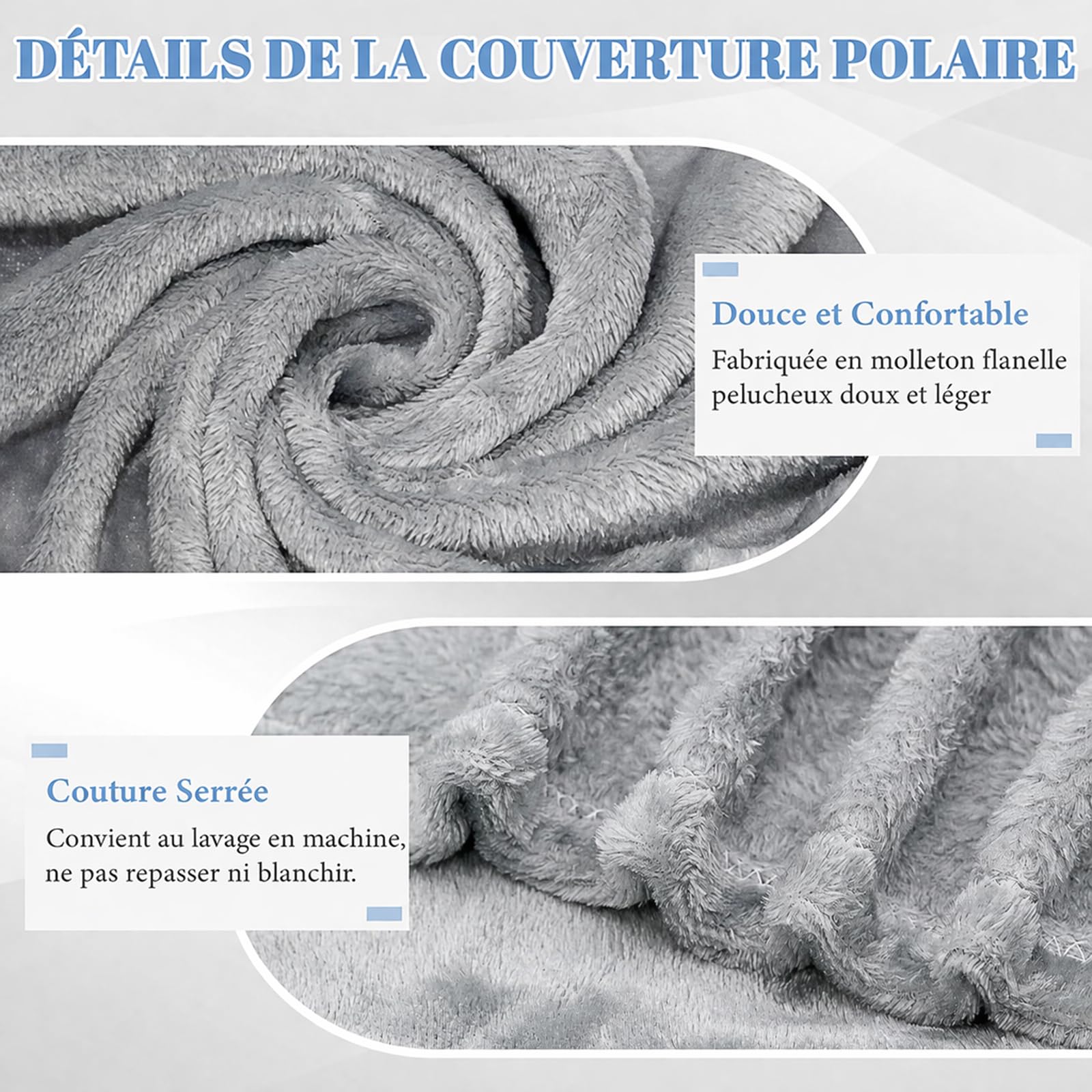 Lot de 10 Couvertures de Sieste Enfant, Plaids de Crèche Gris 100 x 120 cm | Couvertures Doux et Légers, Lavables en Machine, pour Crèche, Maternelle, Assistantes Maternelles et Voyage