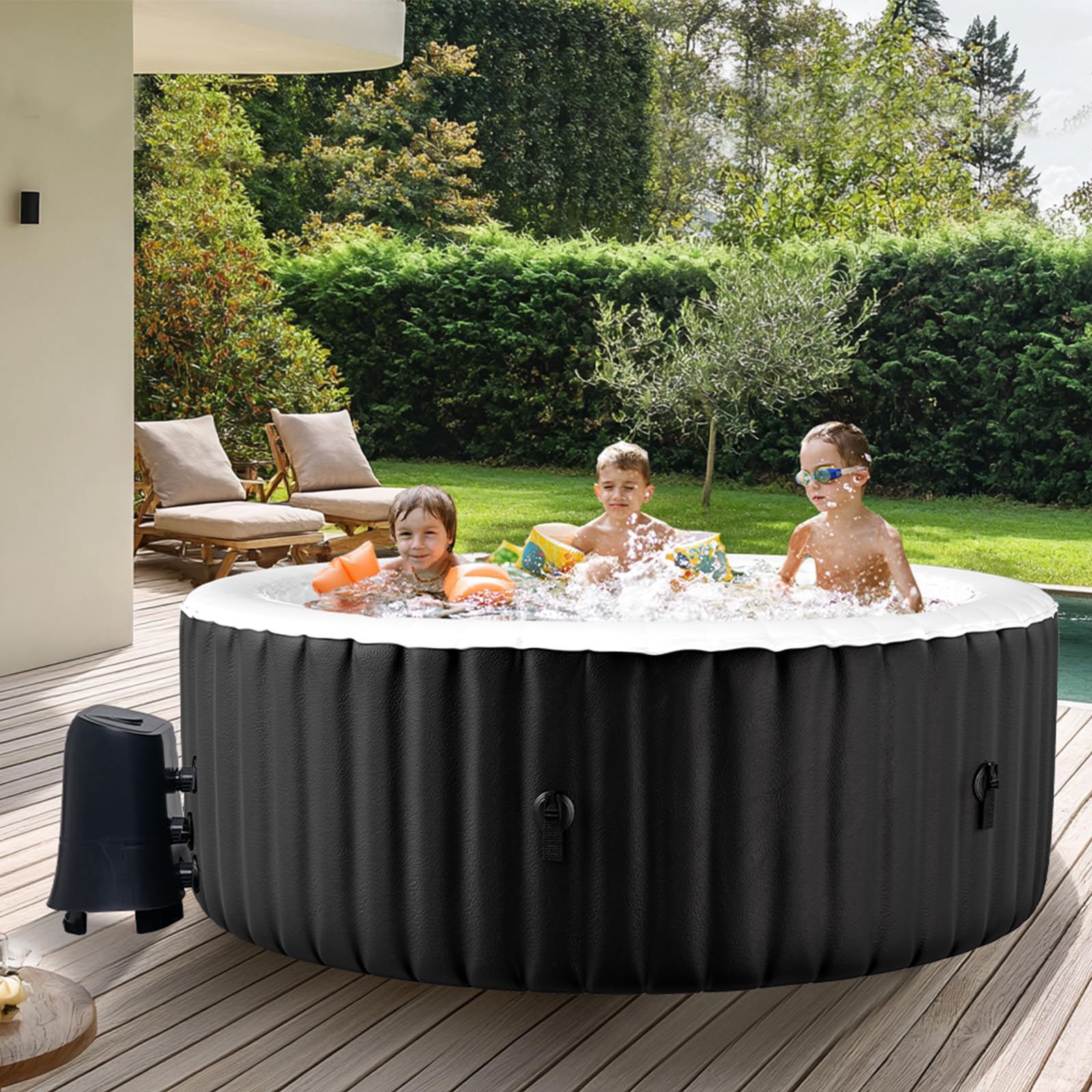 NAIZEA Inflatable Hot Tub - Outdoor Hot Tubs 2 to 4 Person, Portable Blow Up Spa Square Portable Hot Tub, 120 Soothing Bubble Air Jets, Cover, 2 Filter, 240 Gallon,71x71x25 in