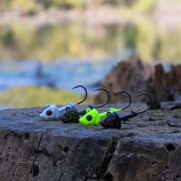 Reaction Tackle Tungsten Fish Head Jig Heads, Realistic 3D Eye Swimbait Jig Heads with Bait Keeper for Bass and Walleye, Freshwater and Saltwater Fishing (5-Pack)