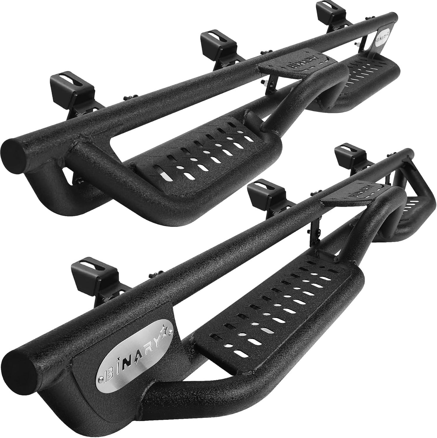 BINARY STAR Running Boards Compatible with Vehicle 2018-2025 Jeep Wrangler JL 4 Doors, 6 Inch Two-Stair Side Steps Truck Nerf Bars, Wrangler JL Carbon Steel Side Steps Truck Step Bars Estribos para