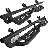 BINARYSTAR 6 Inch Running Boards for 2018-2026 Jeep Wrangler JL 4 Door - Carbon Steel Nerf Bars Side Steps with Center Step