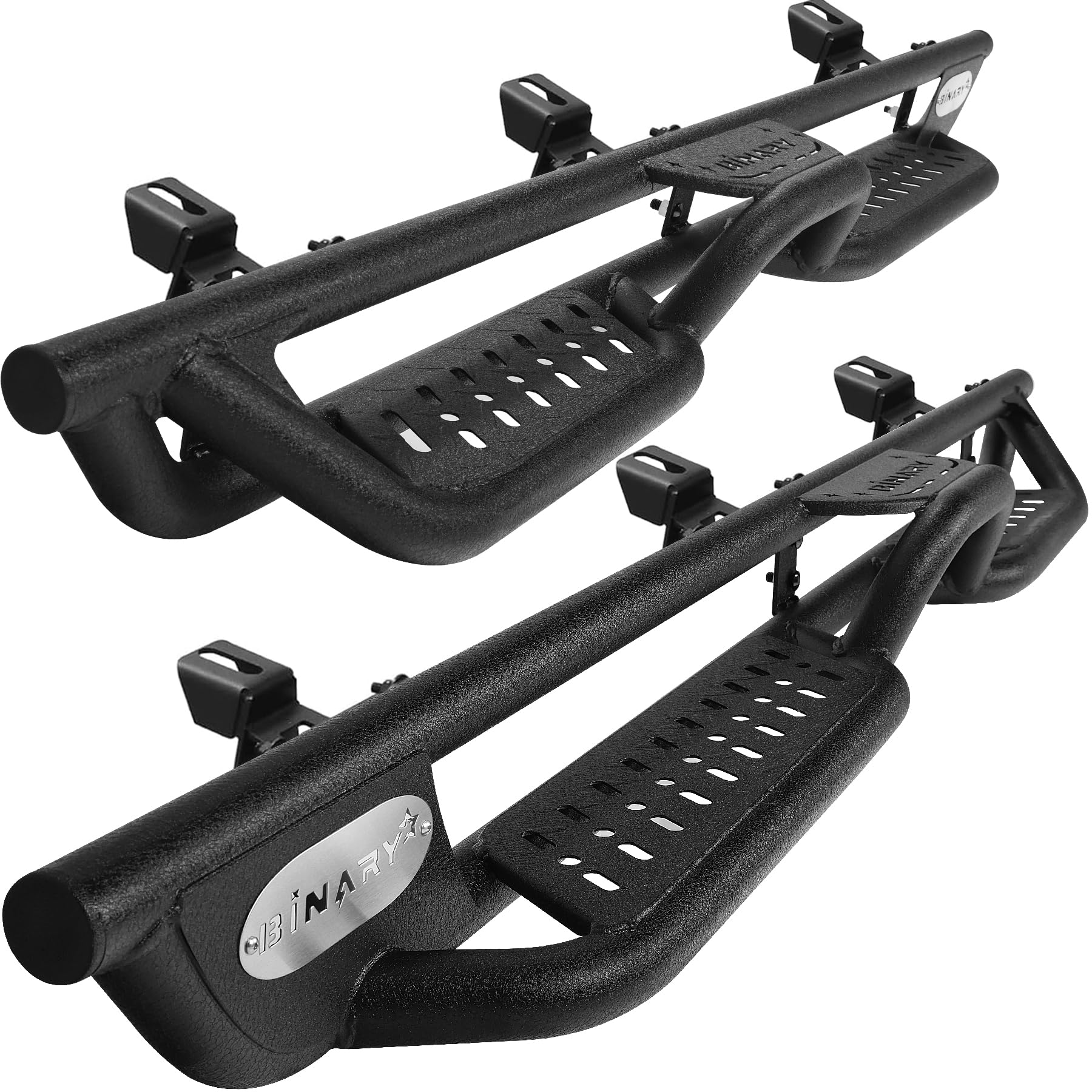 BINARY STAR Running Boards Compatible with Vehicle 2018-2026 Jeep Wrangler JL 4 Doors, 6 Inch Two-Stair Side Steps Truck Nerf Bars, Wrangler JL Carbon