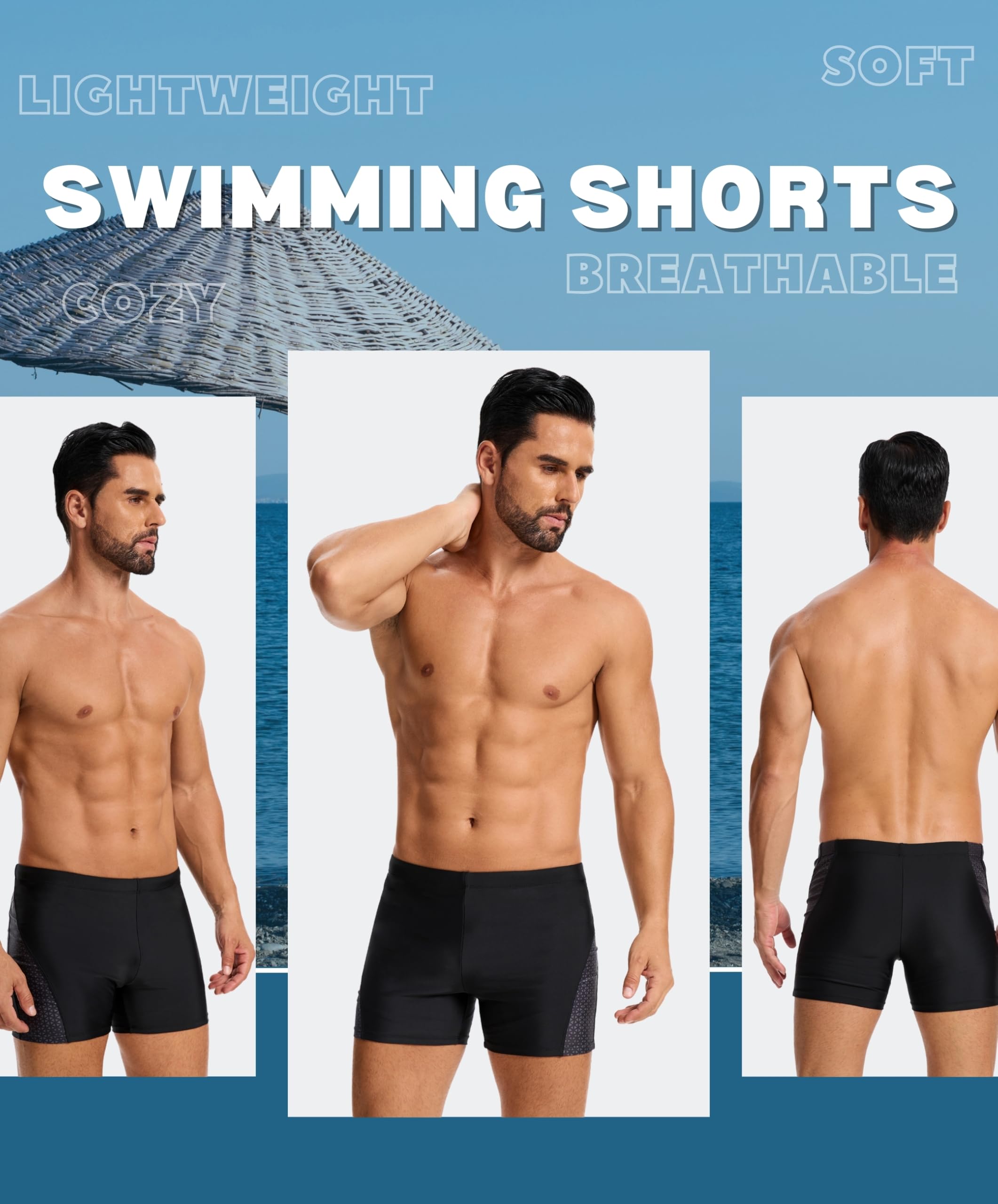 AMZSPORT Badehose Herren Kurz Schwimmhose Eng Wassersport Badeshorts