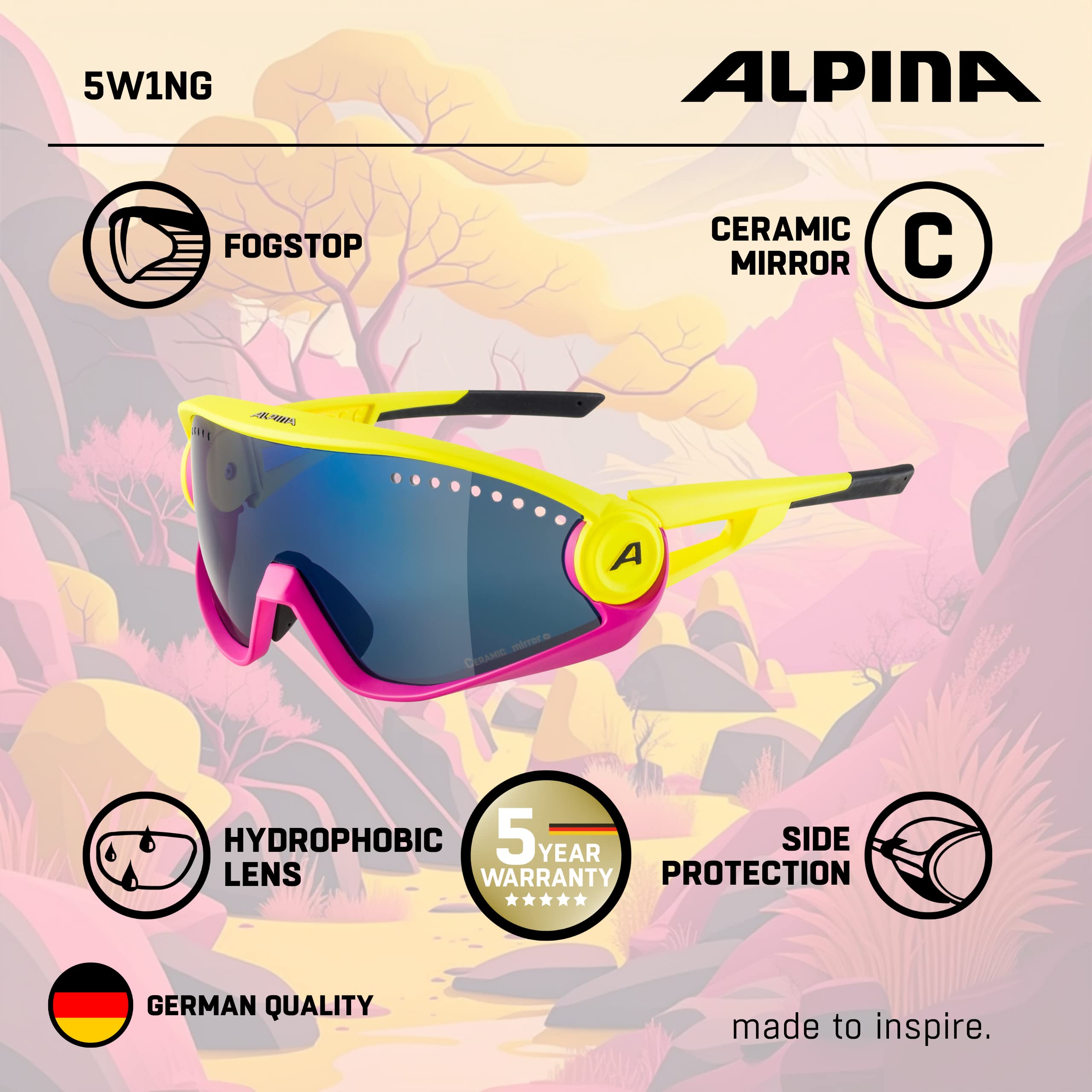 ALPINA 5w1ng Cmb+ Occhiali sportivi Unisex - Adulto (Pacco da 1)
