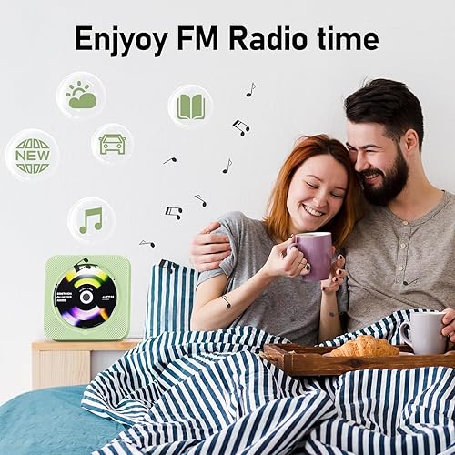 Miniatura 5 de ZYOKATA Reproductor de CD portátil Bluetooth 5.1 reproductor de CD de escritorio con altavoces de sonido de alta fidelidad, control remoto, cubierta