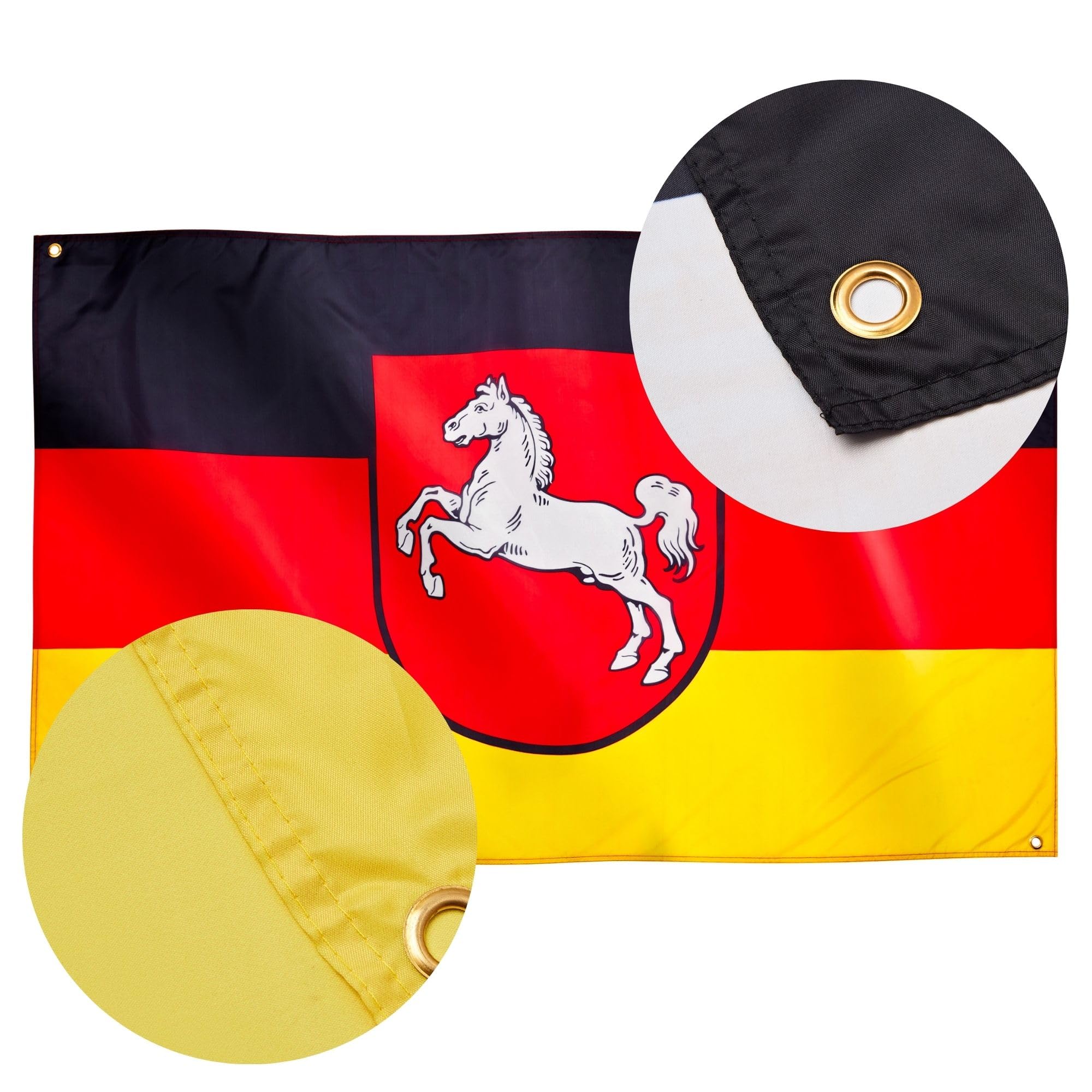 Runesol Lower Saxony Flag, 91x152cm, 3ft x 5ft, Lower Saxons Flag, 4 Grommets, Eyelet in Every Corner, German Region - Image 4