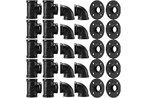 3/4" Black Pipe Fitting, Home TZH 30 Pack 3/4" Black Floor Flange/Elbow/Tee Combo