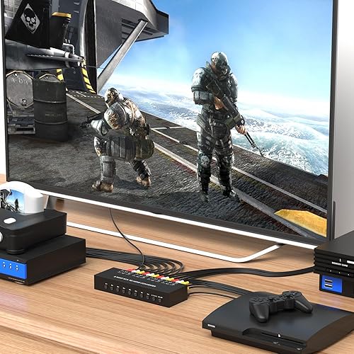 Miniatura 5 de Y.D.F 6 puertos RCA a HDMI Convertidor 6 vías RCA compuesto CVBS AV interruptor a HDMI convertidor adaptador soporte 43169 conmutación para Sega