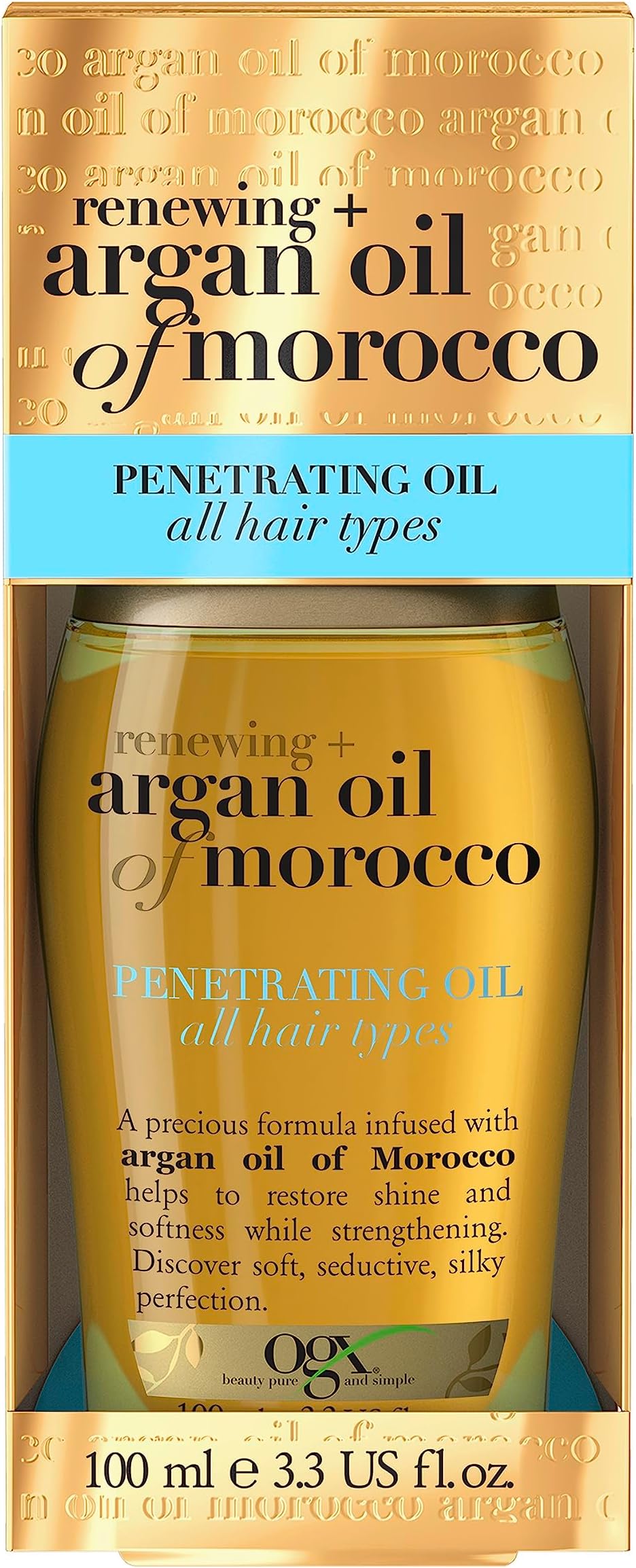 OGX Argan Oil of Morocco Extra Penetrating Hair Oil for Dry and Damaged Hair, Intense Hydration and Frizz Control, Infused with Natural Argan Oil, Suitable for All Hair Types, 100ml