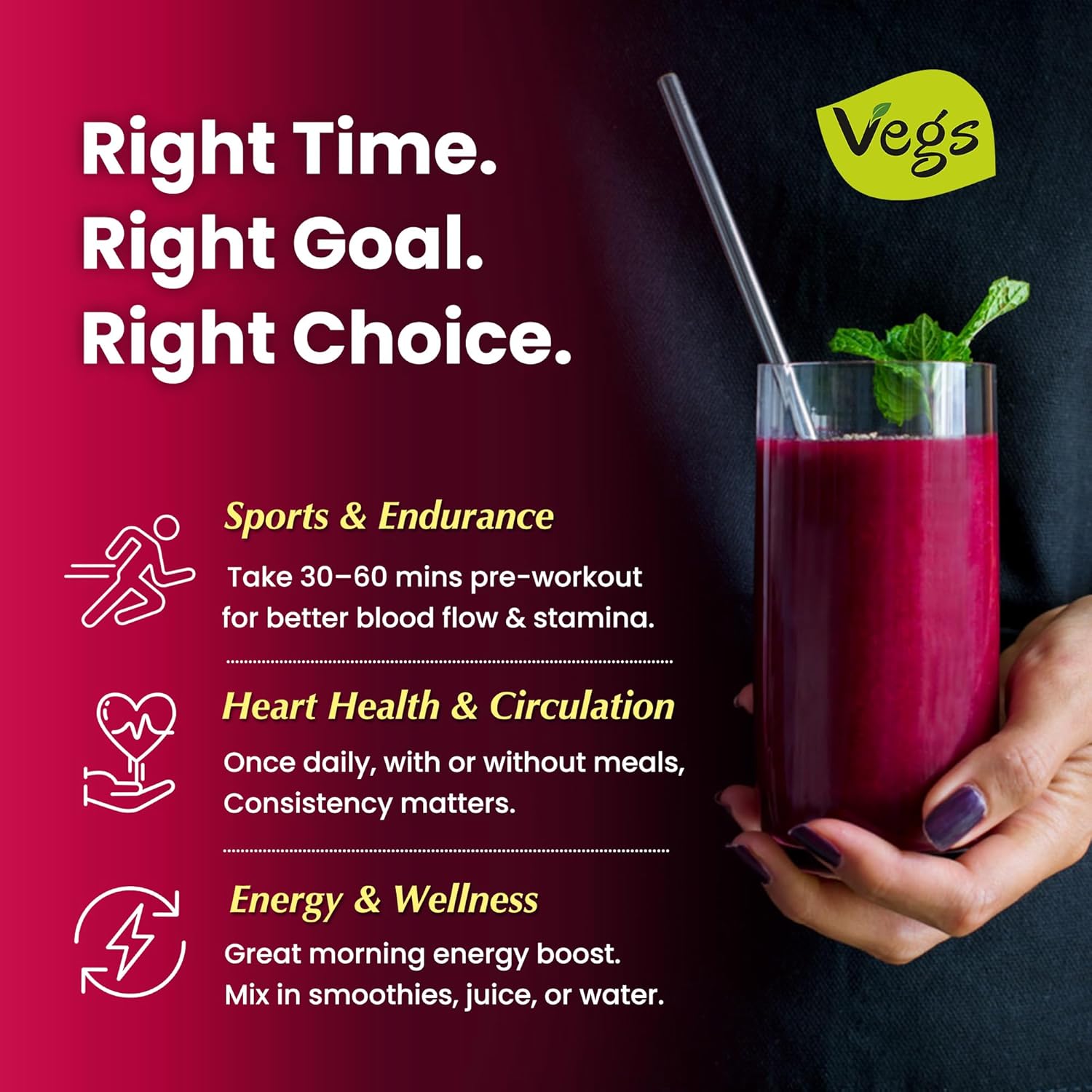 Beet Root Juice Powder Drink Mix, Natural Nitrates 500mg Each Serving - 20:1 Freeze Dried Organic Beets Nitric Oxide Supplement - Energy, Heart, Blood Flow & Circulation Superfood - 30 Servings