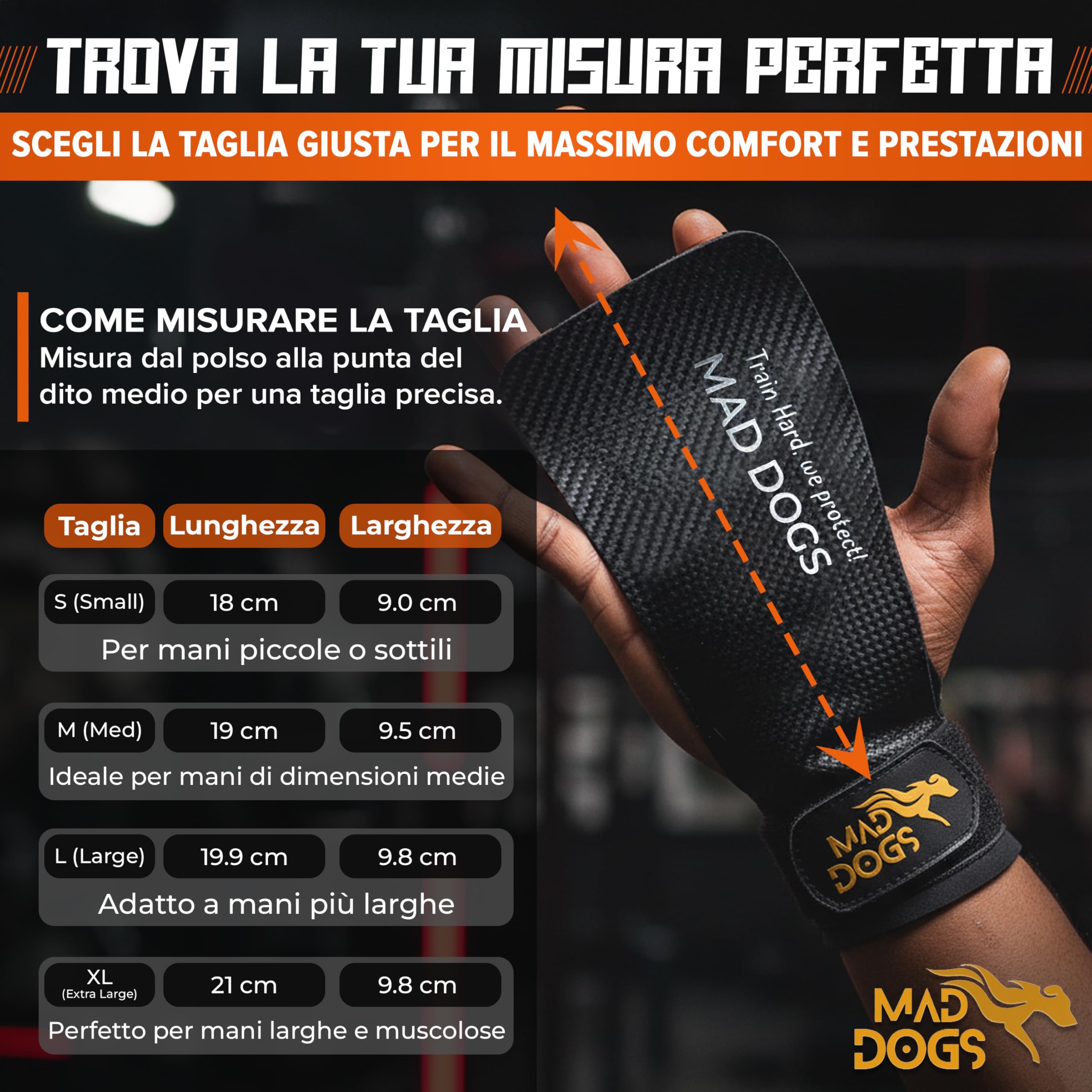 MAD DOGS Boxer Strada per Crossfit e Cross Training, Hand Grips con cuscino, protezione e comfort, design senza fori, unisex