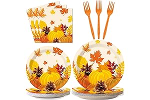 gisgfim Fall Pumpkin Party Plates and Napkins Set for Thanksgiving Party