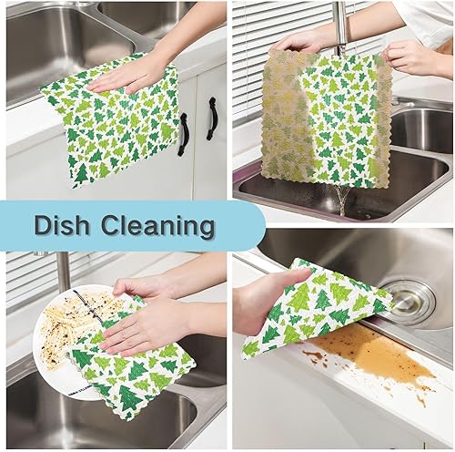 Miniatura 2 de KLL Seamless Pattern of Christmas Tree Kitchen Towels and Dishcloths Dishtowels Kitchen Tea Towel Kitchen Hand Towels Spring Absorbent Bar Towels