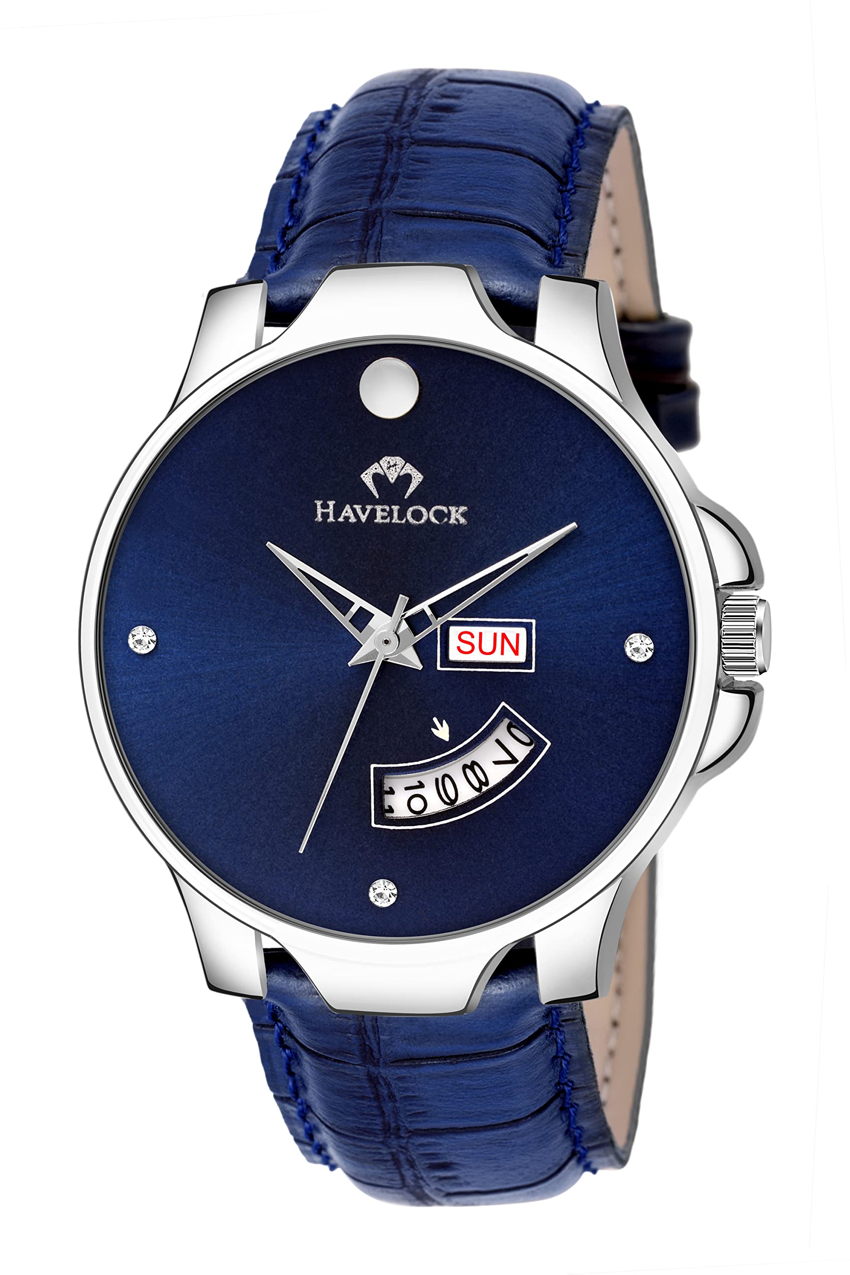 HAVELOCK Blue Dial Leather Strap Day & Date Analog Watch for Mens and Boys | Analog Blue Dial Leather Strap Watch for Men (B0BD961QK7) Amazon Price History, Amazon Price Tracker