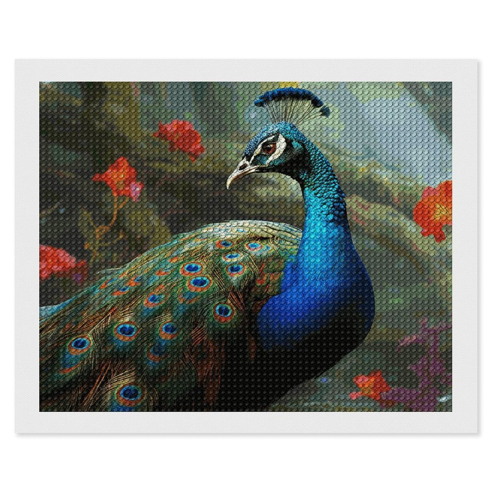 NONHAI Diamond Painting Kits for Adults - DIY Diamond Art Kits for Beginners - Full 5D Paint Drill Diamond Dots Paintings- Colorful Peacock Diamonds Pictures Gem Art and Craft Wall Decor 16"x20"
