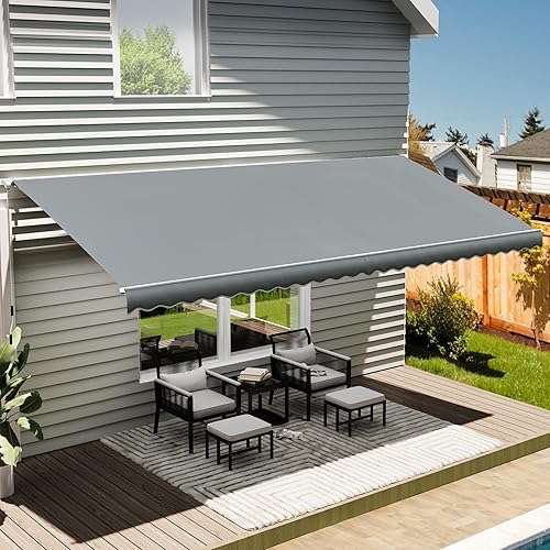 YITAHOME Toldo retráctil para patio de 10 x 8 pies, cubierta de refugio para patio, terraza, patio con protección UV y fácil apertura de manivela,