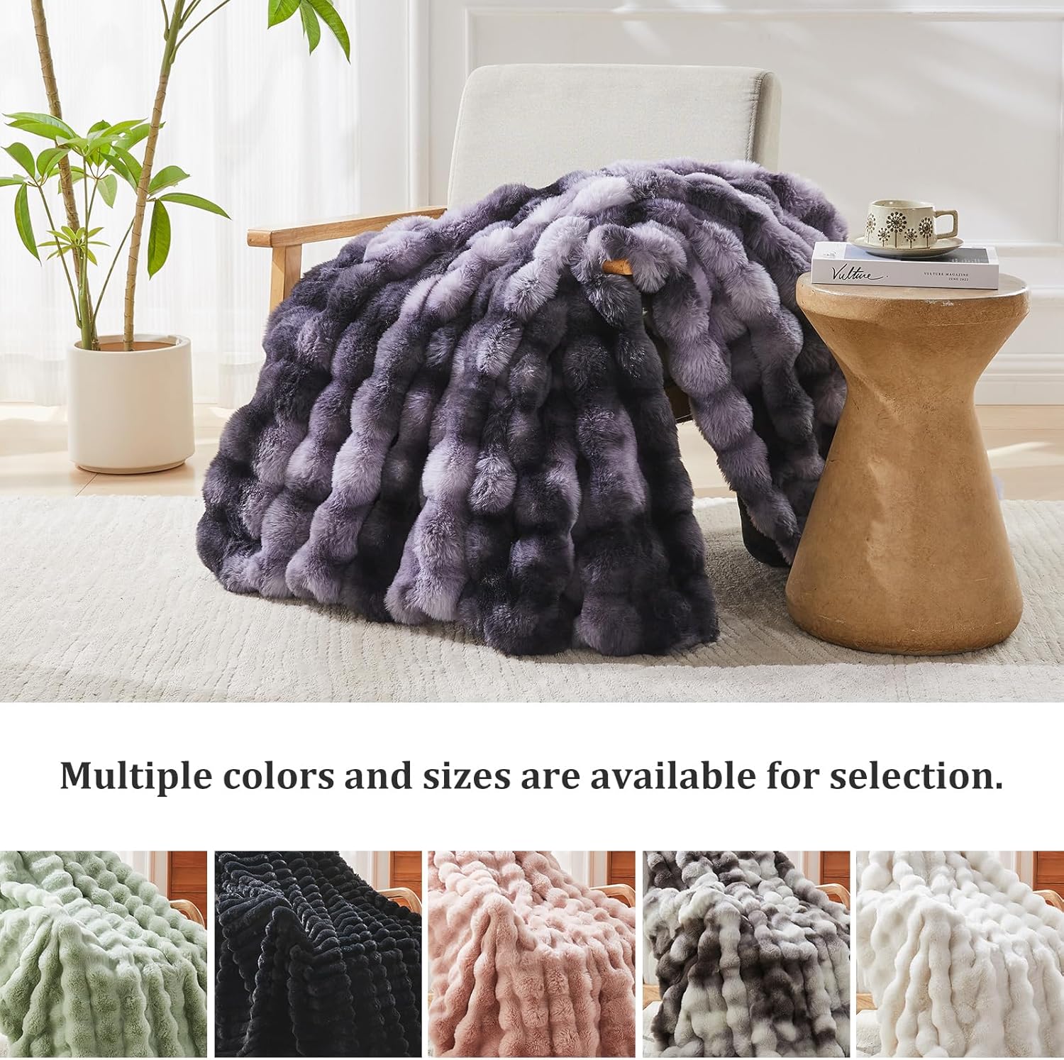Faux Fur Throw Blanket for Couch, 1000 GSM Cozy Fuzzy Fluffy Soft Plush Thick Bubble Sherpa Blanket for Sofa Bedroom Living Room, Mothers Day Birthday Gifts for Women Home Decor - Image 9