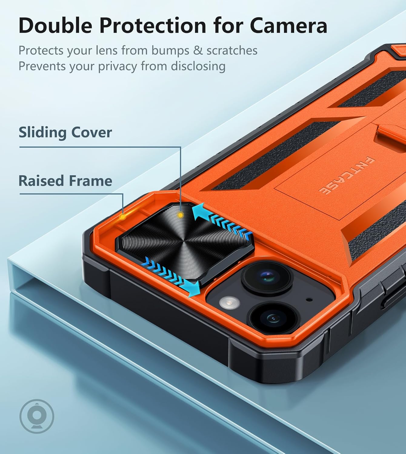 FNTCASE for iPhone 15 Plus Case: for iPhone 14 Plus Phone Case with Kickstand | Rugged Military Grade Drop Proof Protection Hard Heavy Duty Protective Sturdy Cover Orange - Image 3