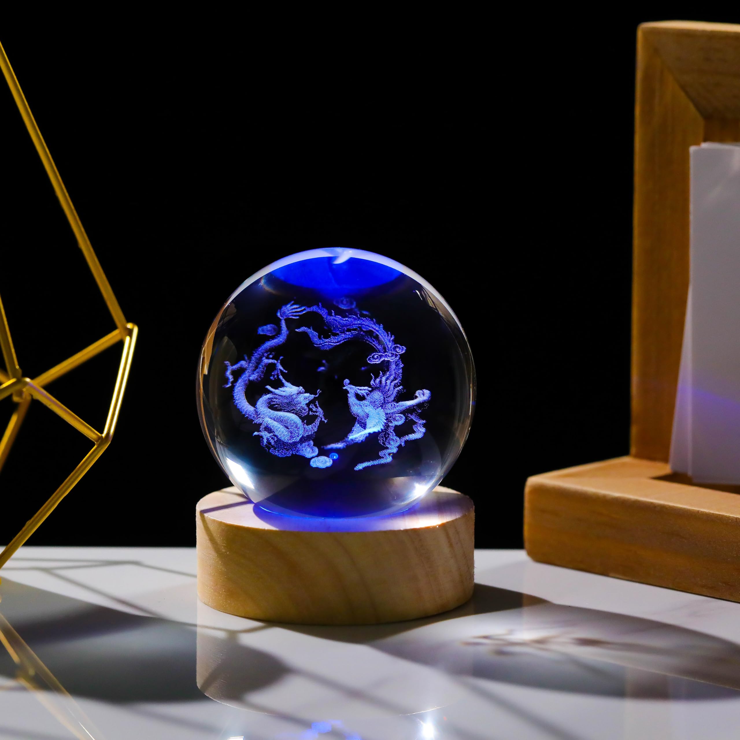 Amazon.co.jp: 3Dドラゴンフェニックスギフト 女性用 クリスタルボール