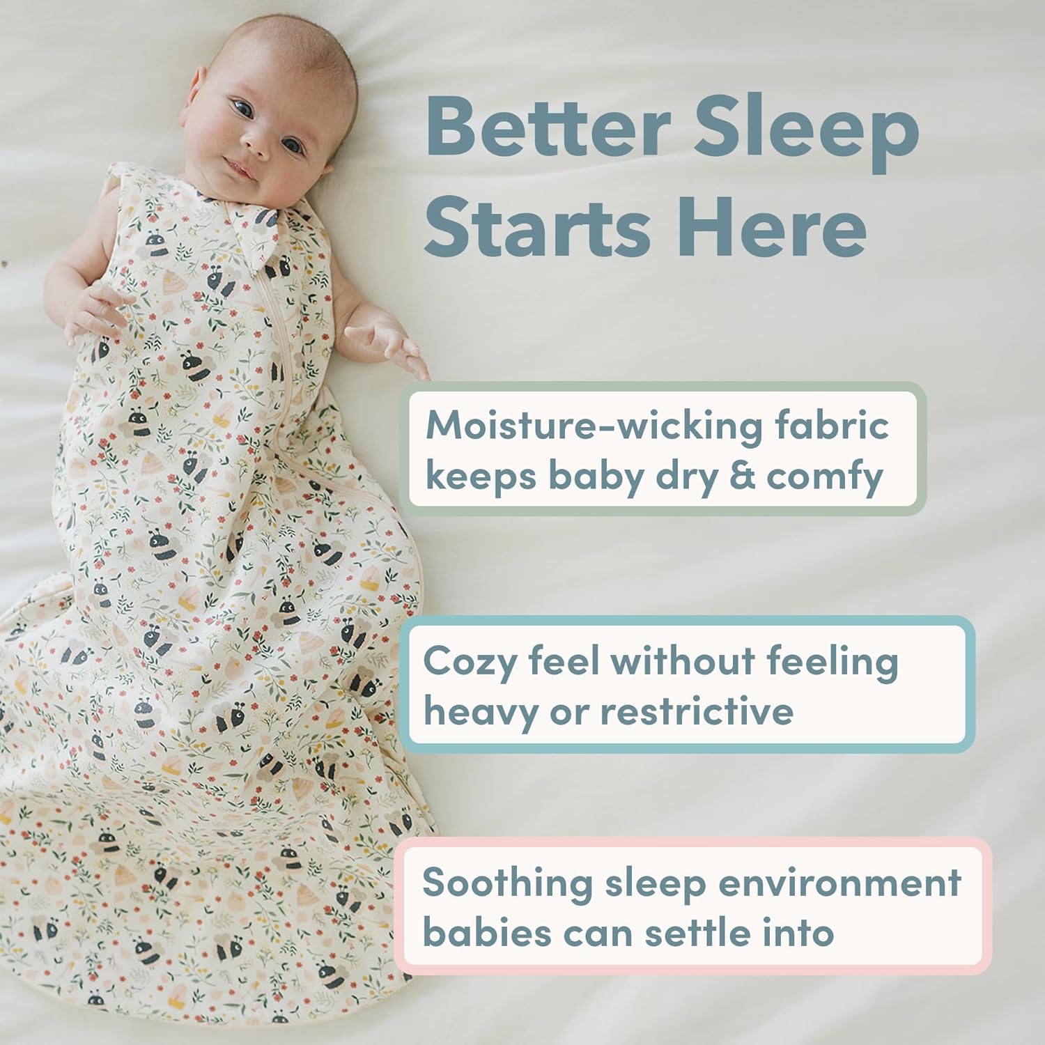 Loulou Lollipop Tencel Lyocell Wearable Baby Blanket Sleeping Bag, Unisex Infant Toddler, 1.0 TOG, 2-Way Zipper Sleepsack