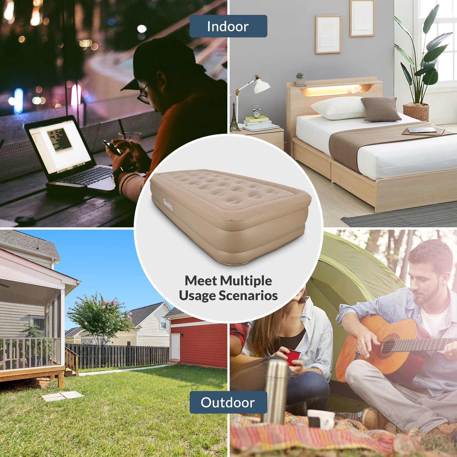 Luftbett 1 Person, Aufblasbare Matratze Aufblasbares Bett 190 x 100 x 40cm, Selbstaufblasend Gästebett mit eingebauter elektrischer Pumpe, air Mattress aufblasbare matratze zum schlafen