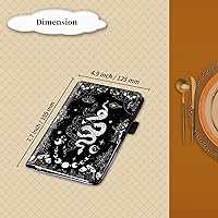 Vista 4 de Libros para camarera con bolsillo con cremallera, diseño floral de hongos, luna, serpiente, libro de camarera de cuero, organizador de dinero