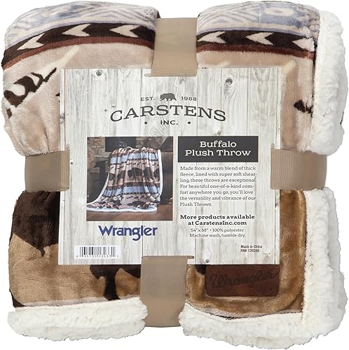 Vista 23 de CARSTENS, INC. Wrangler Ultra Premium - Manta de forro polar sherpa súper suave, 54 x 68 pulgadas, diseño Southwest Horizon Horizonte Suroeste
