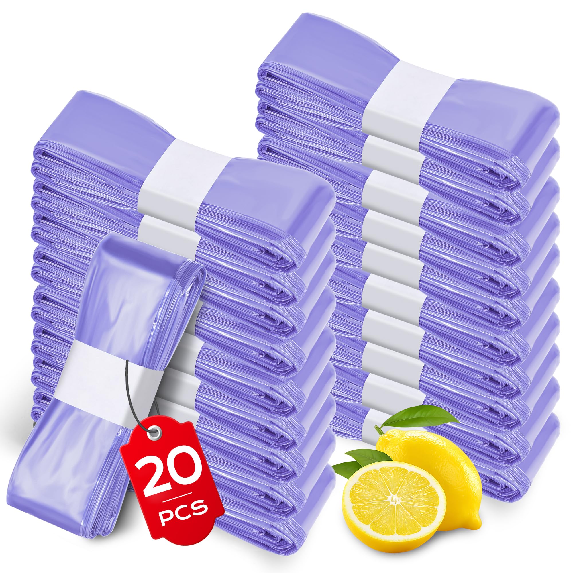 BASVII 20 Pezzi Ricarica Mangiapannolini Universali, Spessa e Resistente | Sacchetti Mangiapannolini Compatibili con Tommee Tippee Twist & Click, Sangenic Tec, Tecnologia 7 Strati EVOH Anti-Odore