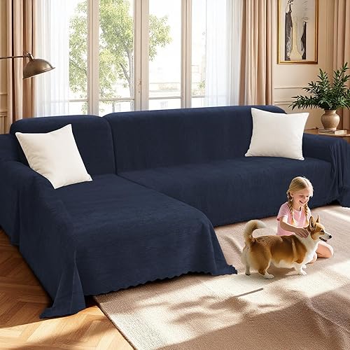 Miniatura 19 de HDCAXKJ - Fundas de sofá de chenilla para sofá seccional, manta de sofá en forma de L con borlas, 2 piezas de fundas deslizantes seccionales en Gris