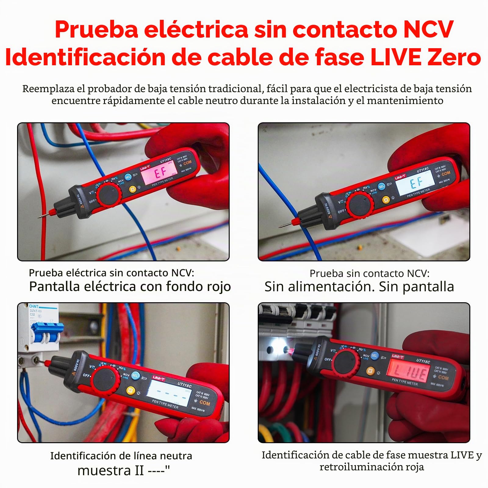 UNI-T UT118C - Multímetro digital True RMS Digital 6000 recuentos AC/DC Voltaje Resistencia Capacidad Frecuencia Diodo EF NCV Multitester