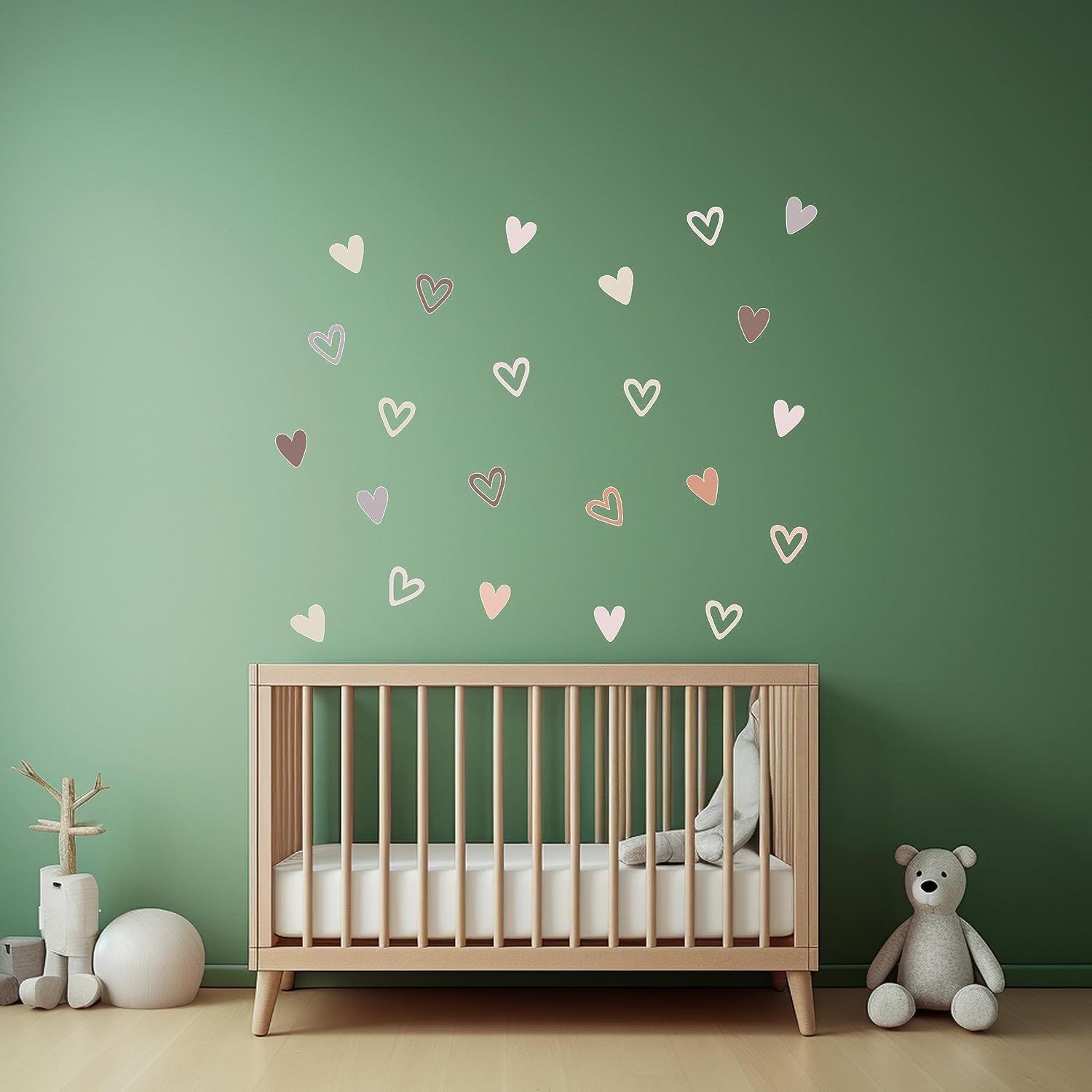 72psc Boho Heart Wall Stickers Girls Bedroom Removable Wall Decals Nursery Kids Decor, Cute Decorations, Pastel Hearts Wall Art Stickers for Kids Room Bedroom Playroom Nursery Room