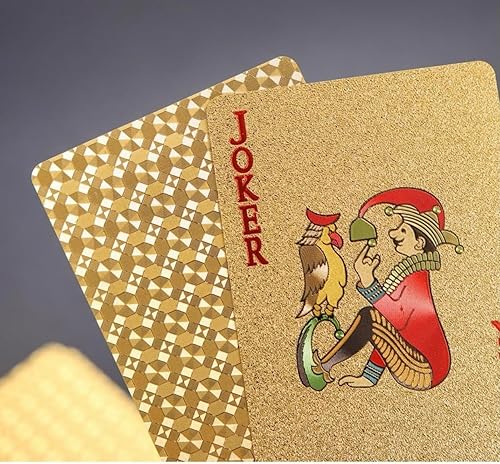 Miniatura 7 de Naipes de diamantes dorados, duraderos e impermeables, perfectos para magia, póquer, fiestas y ocasiones especiales. Ideal para regalos memorables.