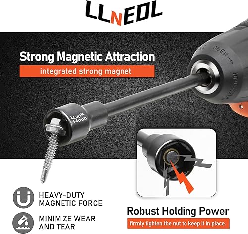 Miniatura 3 de Juego de llaves de vaso de 14 de pulgada y juego de destornilladores de tuerca, 44 unidades, enchufes métricos profundos y poco profundos