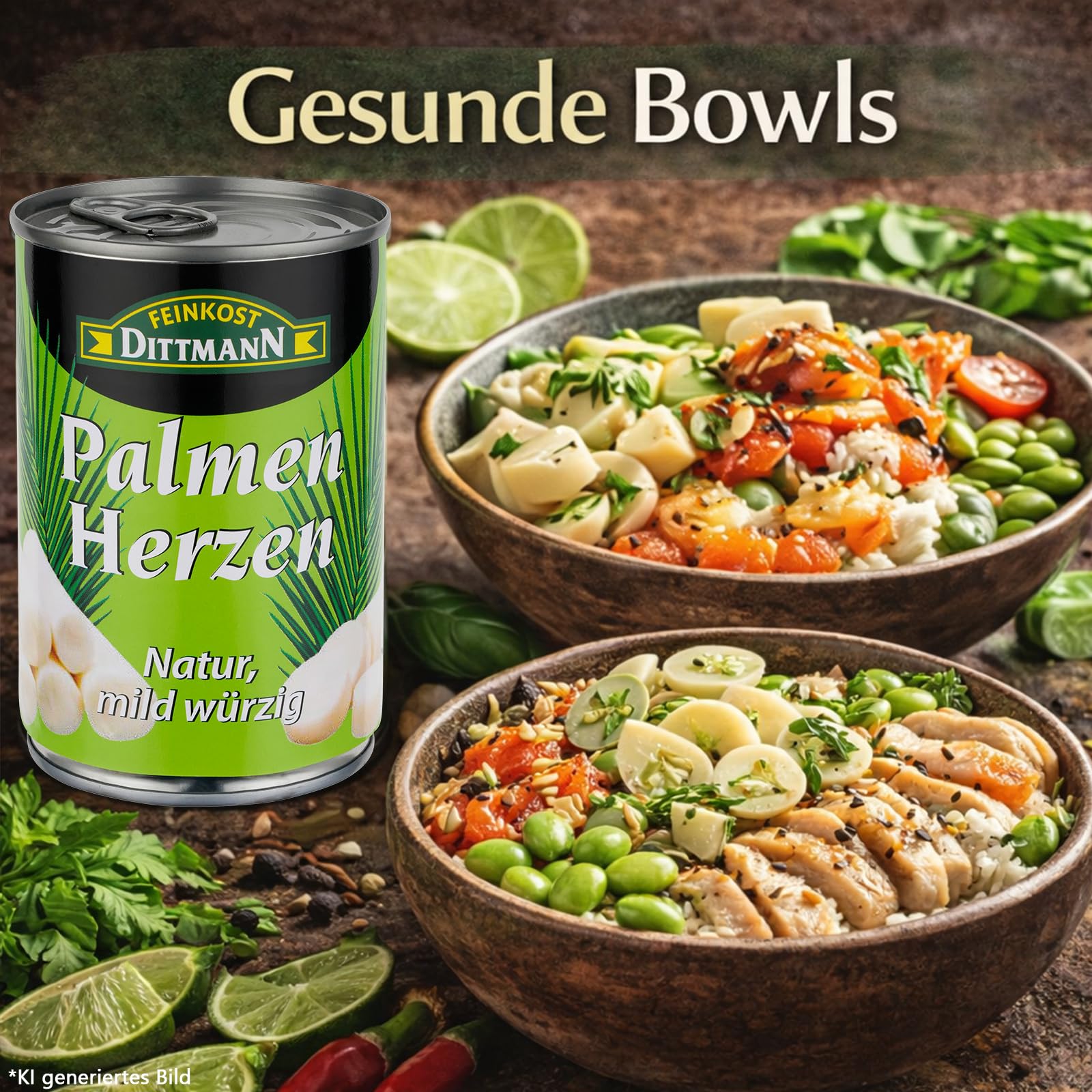 Feinkost Dittmann Palmenherzen Natur, 390 g, 6er Pack | Mild-Würzig, Delikate Palmherzen aus der Konserve, Ideal für Salate und vegetarische Gerichte