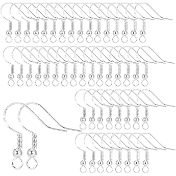 50 St ck 925 Silber Ohrring HakenHypoallergene OhrhakenSilber f r Ohrringe Zubeh r mit Perlen und SpuleDIY SchmuckherstellungSchmuck Basteln Zubeh r