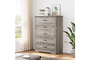 Wooden Dresser for Kids' Bedroom, GAOMON 5 Drawers Storage Cabinet