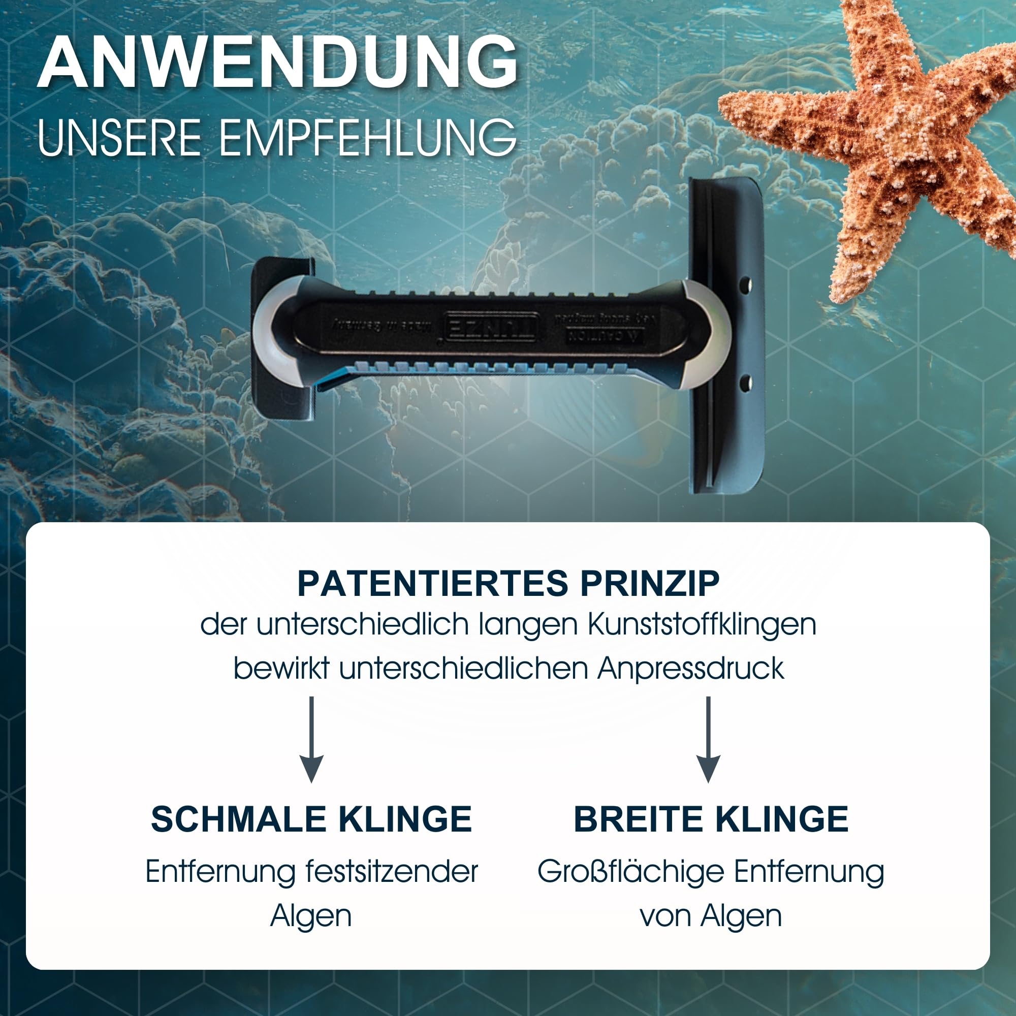TUNZE Care Magnet Long I Aquarienreiniger für 10-15 mm Glasstärke I schlanker Scheibenreiniger mit abgerundeter Edelstahlklinge I Algenmagnet mit stark minimierter Kratzgefahr I Aquariumglas-Reiniger