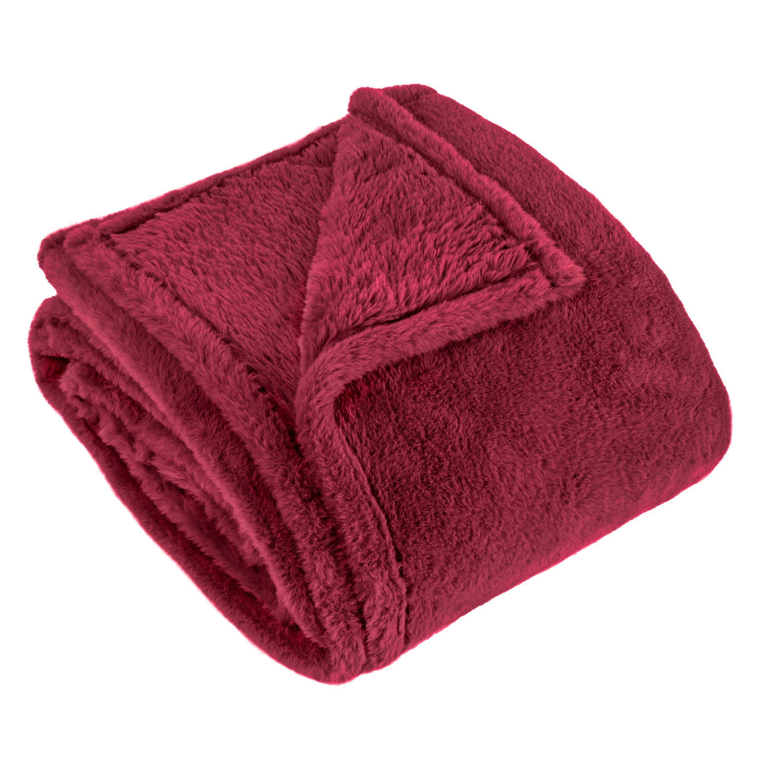 Furn Red Kallu Reversible Faux-Fur Throw In | Size: 130Cm X 180Cm
