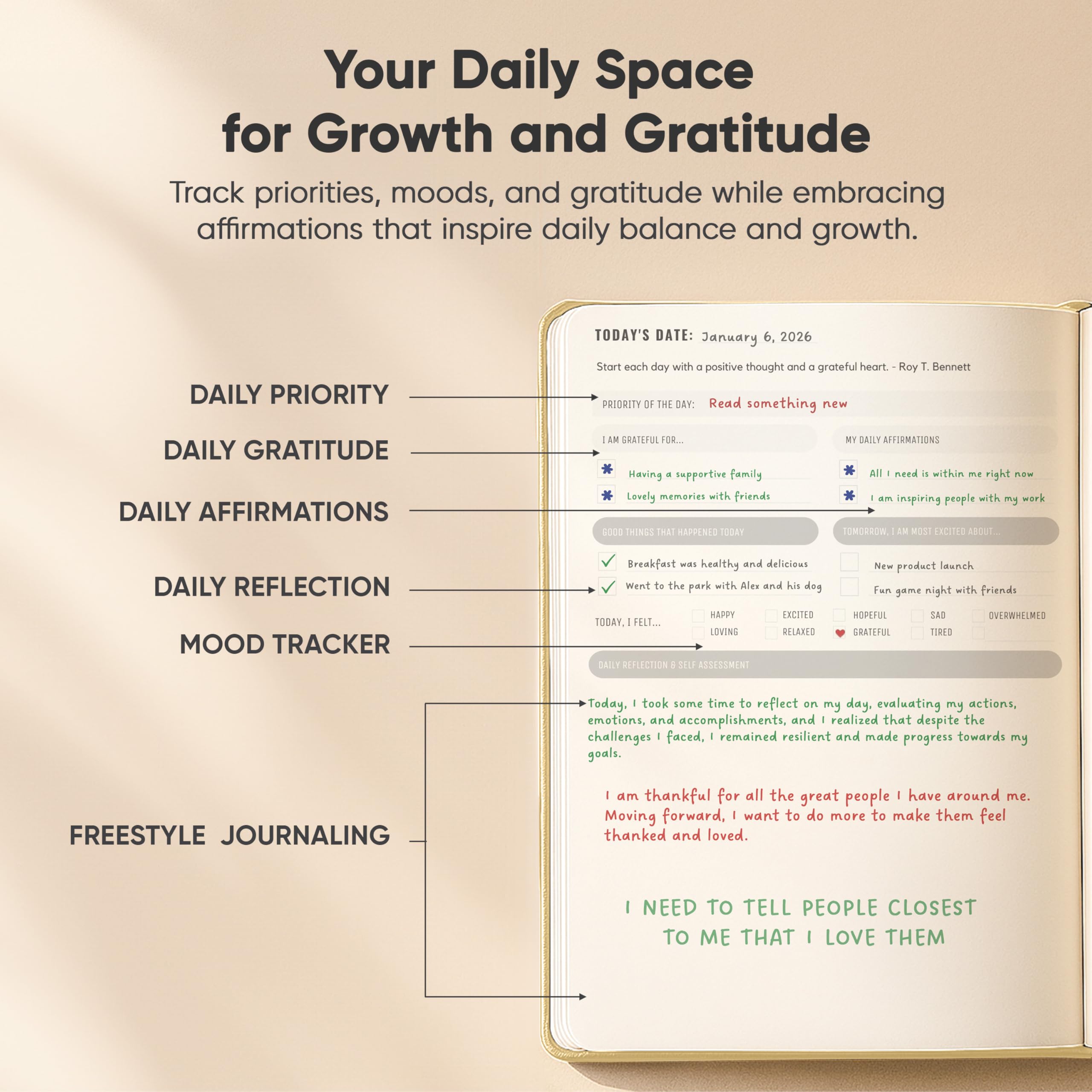 PRODUCTIVITY STORE - El mejor diario diario para hombres y mujeres, diario de gratitud, diario de manifestación y diario guiado con indicaciones para el crecimiento personal (A5, color crema)