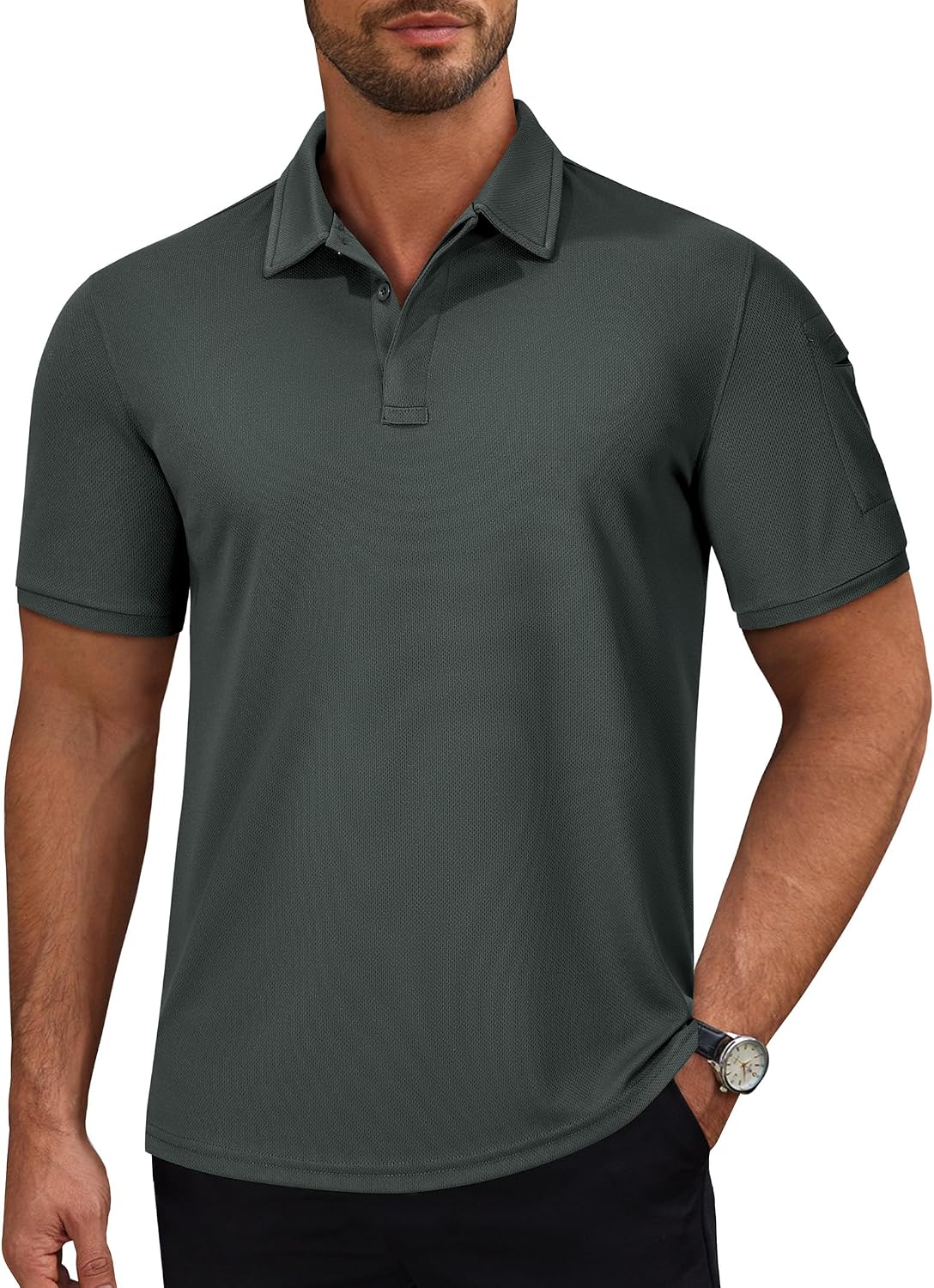 DEMEANOR Mens Golf Polo Shirts Short Sleeve Tennis Sports Tactical Business Casual Athletic Polos Collared Shirt