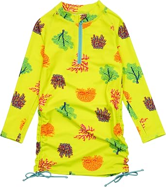 SwimZip Girls Long Sleeve Swim Dress Cover Up Swimsuit - UPF 50+ Sun Protection