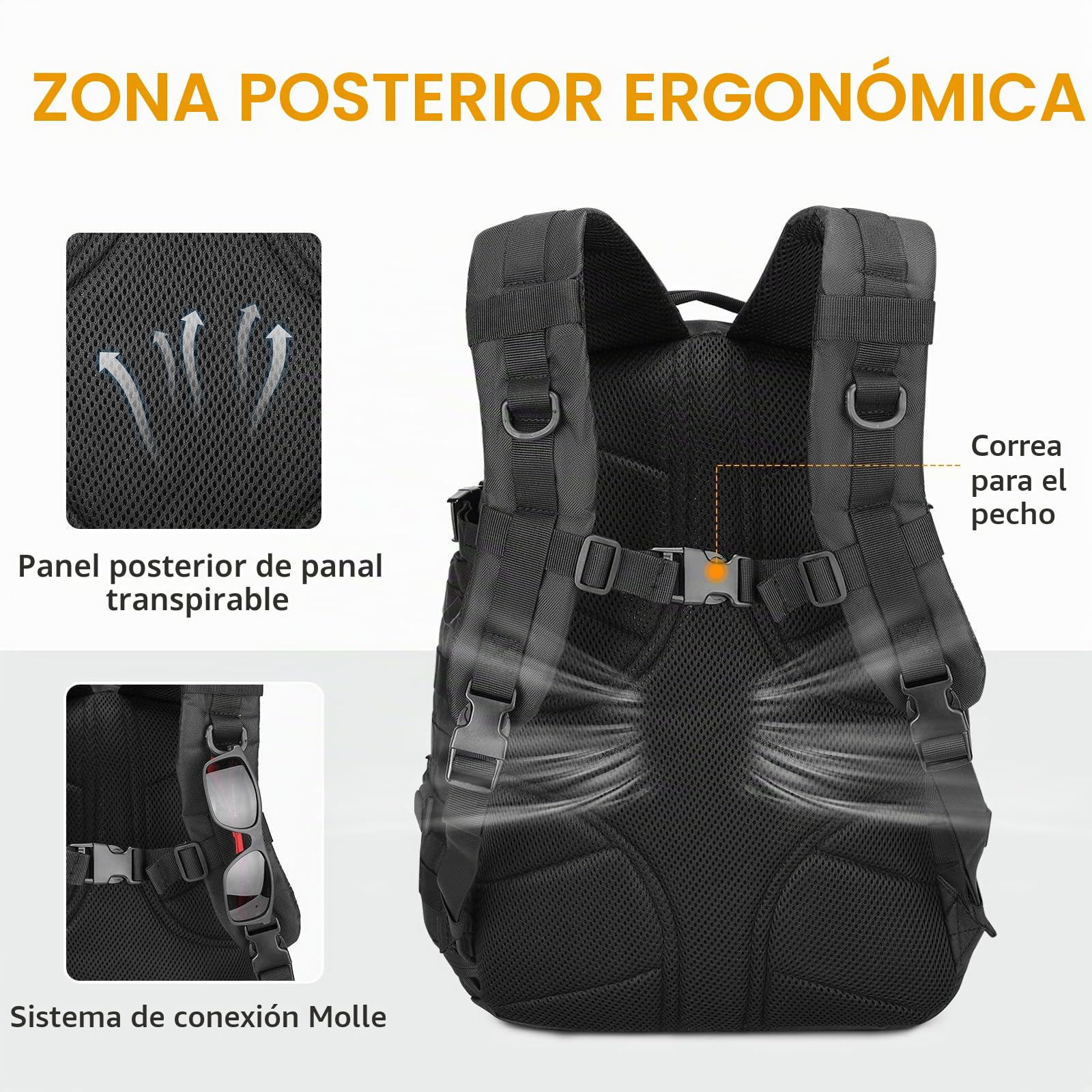 Mochila táctica militar de 30 L, 3 días, para senderismo, caza, trekking y camping y otras actividades al aire libre